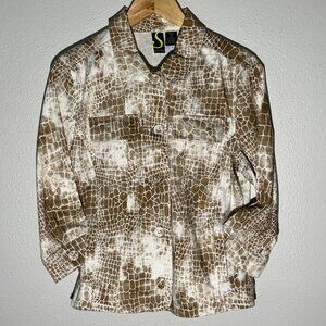 Sportelle Animal Print Button Down Tan White‎ Jacket Size M